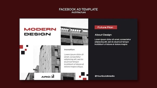 Free PSD flat design architecture project facebook template