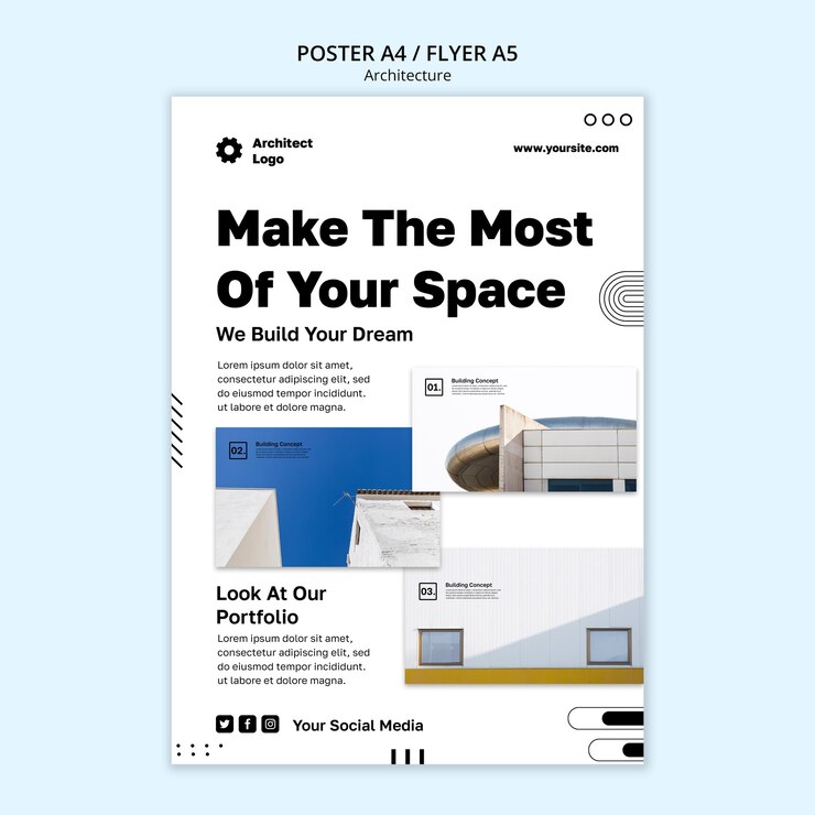 無料PSD フラットデザインアーキテクチャテンプレート