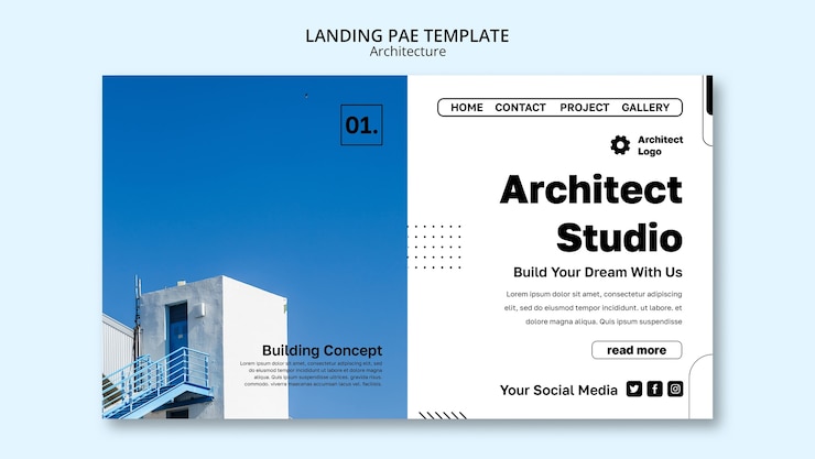 ฟรี PSD เทมเพลตสถาปัตยกรรมแบบ flat design