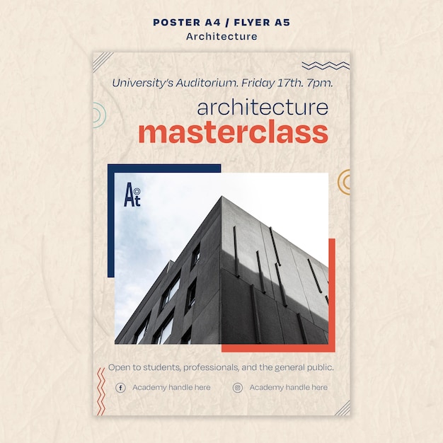 PSD gratuito modello di architettura dal design piatto