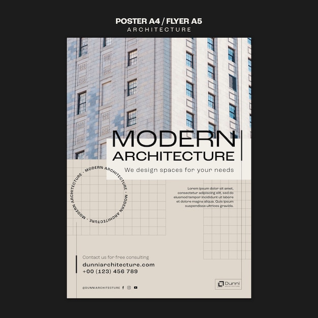 PSD gratuito modello di architettura dal design piatto