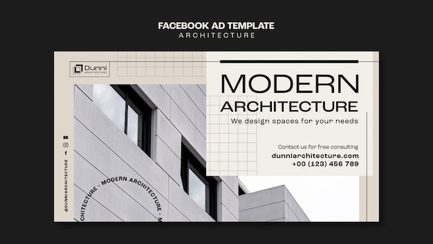 PSD gratuito modello di architettura dal design piatto