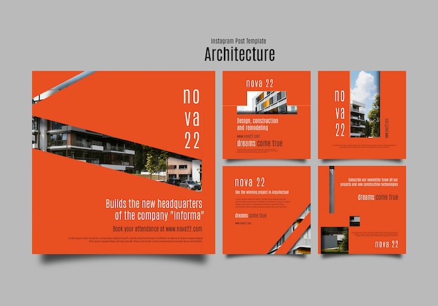 PSD gratuito modello di architettura dal design piatto