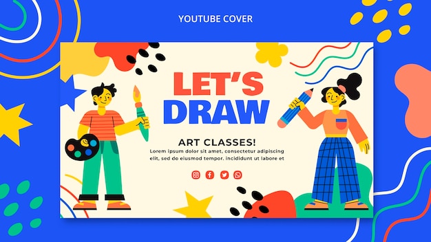 Free PSD flat design art class template