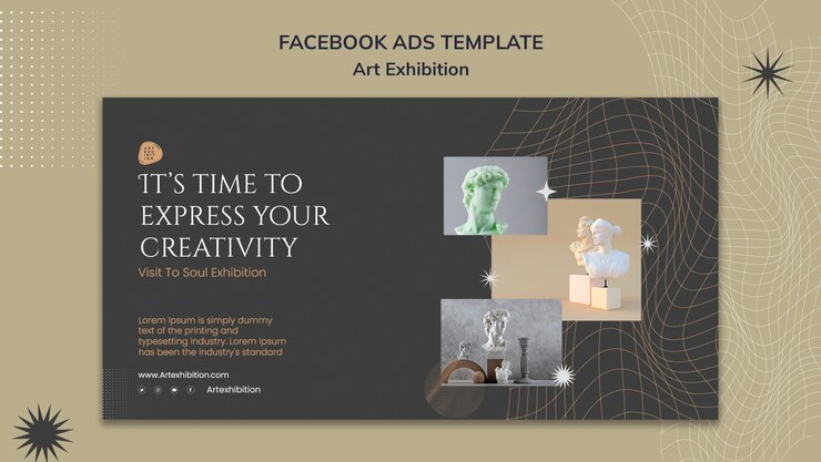 無料PSD フラットなデザインの美術展テンプレート