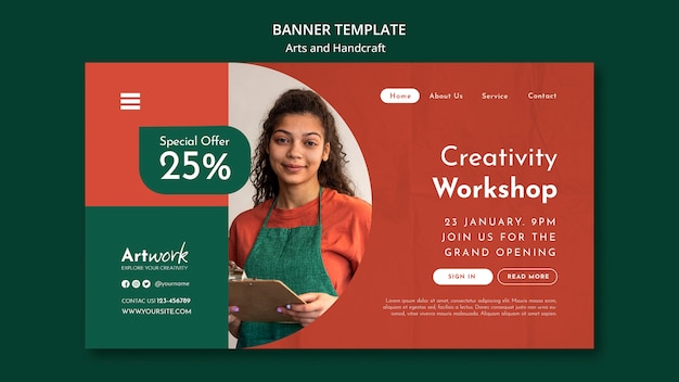 Free PSD flat design art and handcraft template