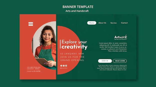 Flat design art and handcraft template free PSD download