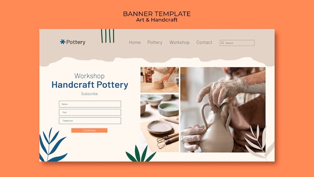 Free PSD flat design art and handcraft template