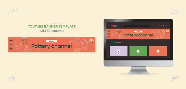 Free PSD flat design art and handcraft template