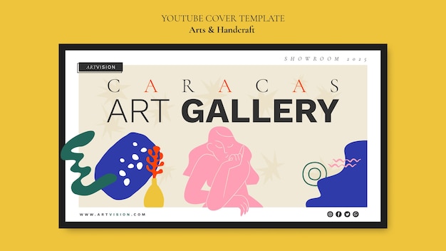 無料PSD フラットデザインのアートとハンドクラフトのyoutubeカバー