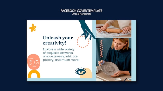 PSD gratuito arti del design piatto e copertina facebook artigianale