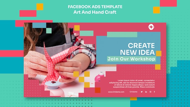 Free PSD flat design arts and handcraft facebook template