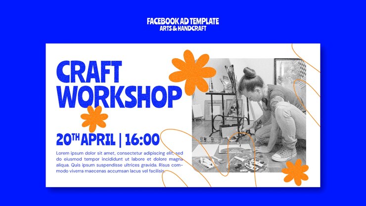 Free PSD flat design arts and handcraft facebook template
