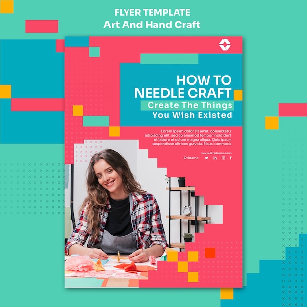 Free PSD flat design arts and handcraft flyer template