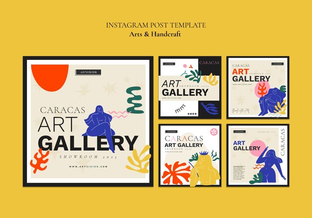 flat design arts and handcraft instagram posts