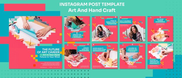 Free PSD flat design arts and handcraft instagram posts