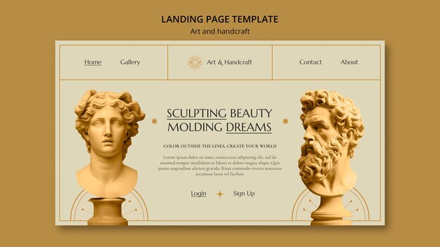 Flat design arts and handcraft landing page