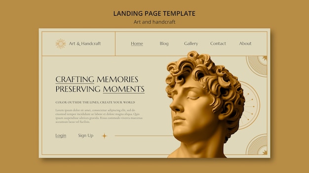 Flat design arts and handcraft landing page