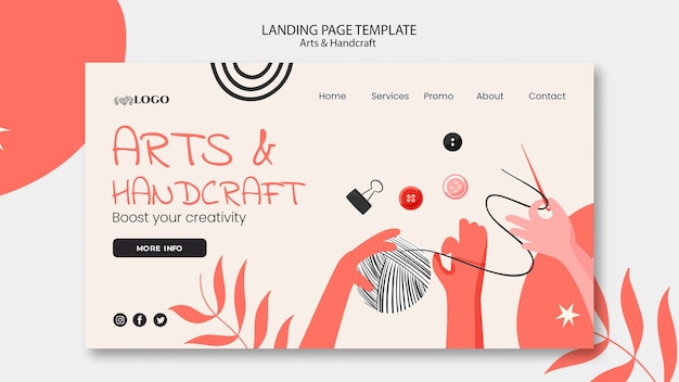 Free PSD flat design arts and handcraft template