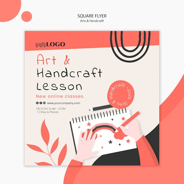 Free PSD flat design arts and handcraft template