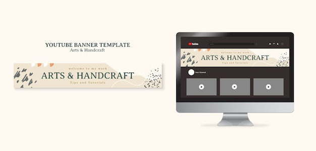 Free PSD flat design arts and handcraft youtube banner