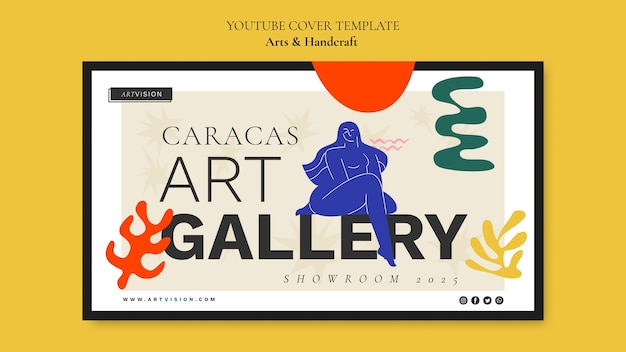 Free PSD flat design arts and handcraft youtube cover