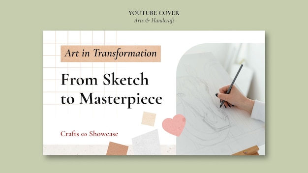 Flat design arts and handcraft youtube cover