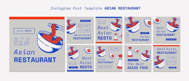 Free PSD flat design asian food template