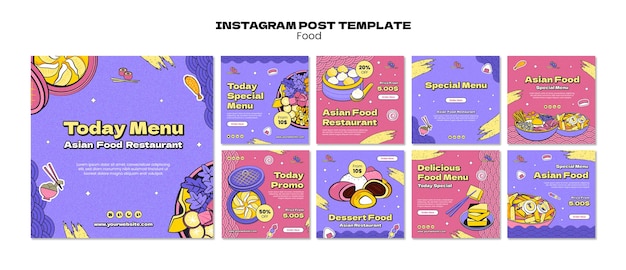 Free PSD flat design asian food template