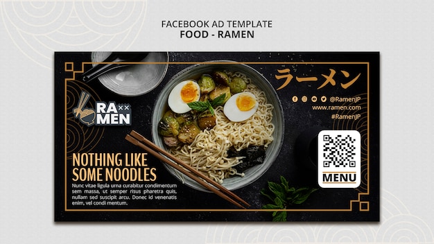 Free PSD flat design asian food template