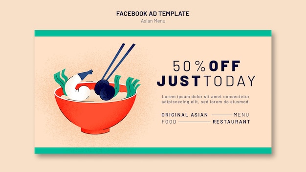 Бесплатный PSD Шаблон азиатского меню в плоском дизайне