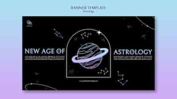 Бесплатный PSD Шаблон баннера астрологии в плоском дизайне