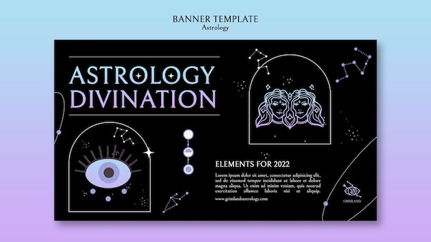 PSD gratuito modello di banner di astrologia design piatto