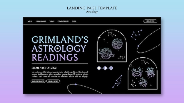 フラットデザイン占星術ランディングページテンプレート