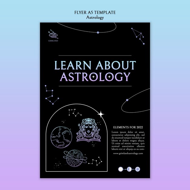 Flat design astrology poster template