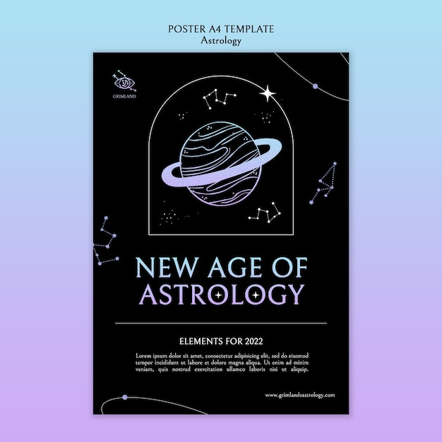 Flat design astrology poster template