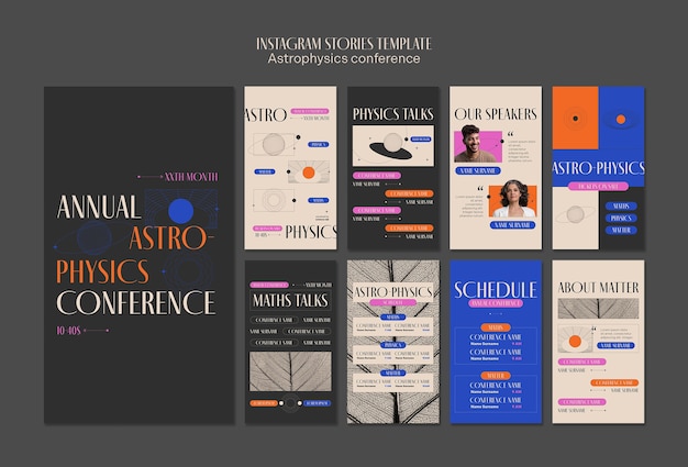 Free PSD flat design astrophysics conference template