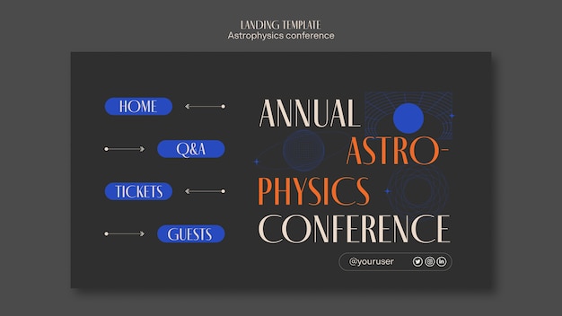 PSD gratuito modello di conferenza di astrofisica design piatto