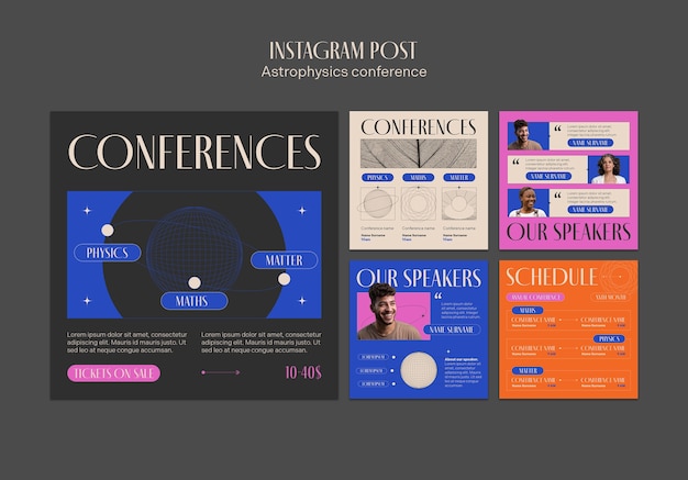 Free PSD flat design astrophysics conference template