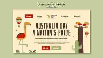 PSD gratuito flat design australia day landing page