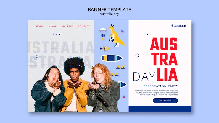 Free PSD flat design australia day landing page