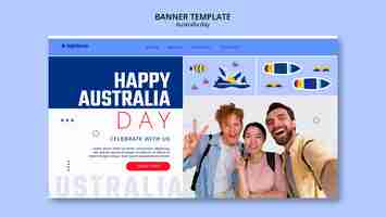 Free PSD flat design australia day landing page