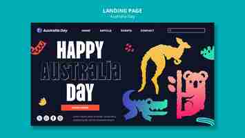 Free PSD flat design australia day landing page