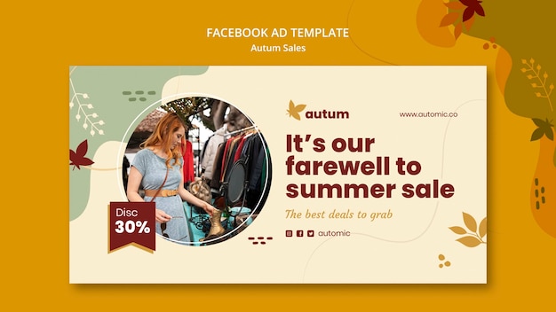 Flat design autumn facebook ad template