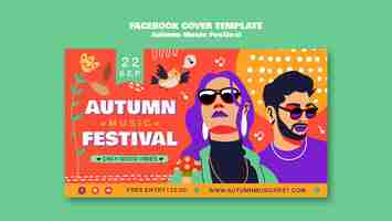 PSD gratuito copertina facebook del festival d'autunno design piatto