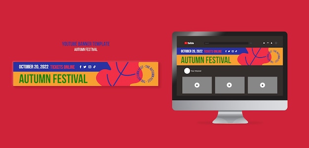 Free PSD flat design autumn festival template