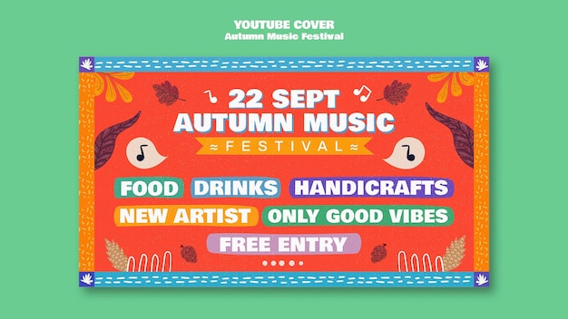 Free PSD flat design autumn festival youtube cover