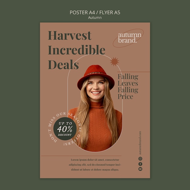 Free PSD flat design autumn sale template