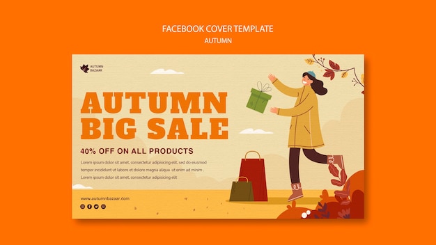 Free PSD flat design autumn sale template