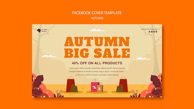 Free PSD flat design autumn sale template